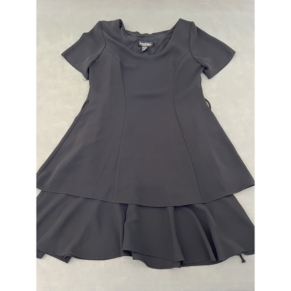 Randi May Collections Womens 10P Black Round Neck Ruffled Hem Midi Dress - Picture 1 of 11